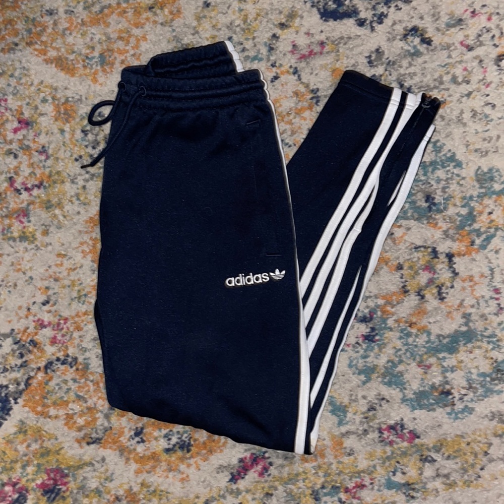 Adidas navy three stripe athletic pants
